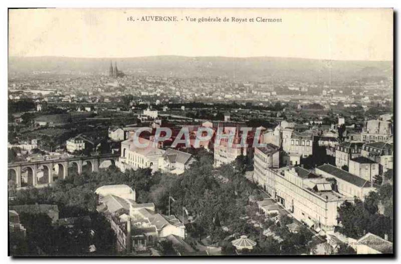 Old Postcard Auvergne Vue Generale Royat and Clermont