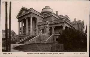 Dallas Texas TX Gaston Ave Baptist Church Real Photo Vintage Postcard
