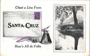 SANTA CRUZ, CA California  CHUST a LINE from Santa Cruz   1913    Postcard