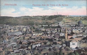 Jerusalem Panorama From Tower Of St Saviour Old Israel Postcard