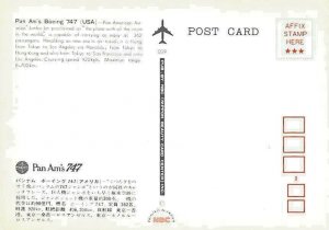 Airline Postcards Pan Am's Boeing 747 USA  362 Passengers