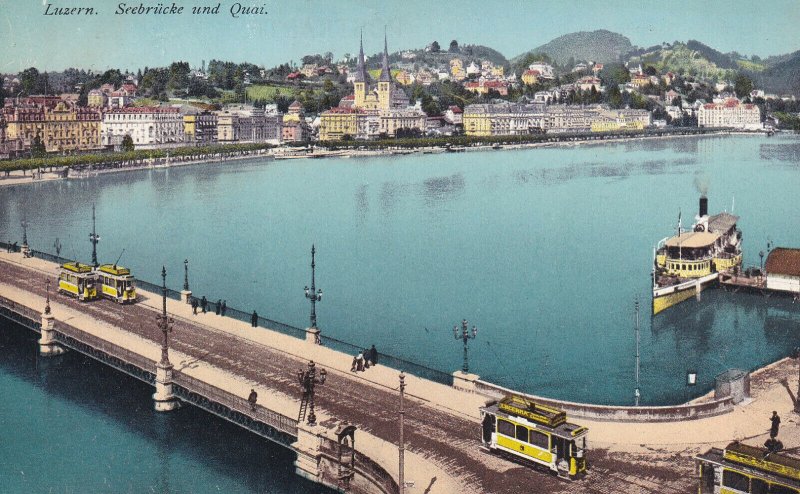LUZERN, Switzerland, 1900-1910s; Seebrucke Und Quai