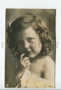 462462 Charming Girl w/ Curly Hair NUDE Vintage postcard PHOTO tinted 1907 year