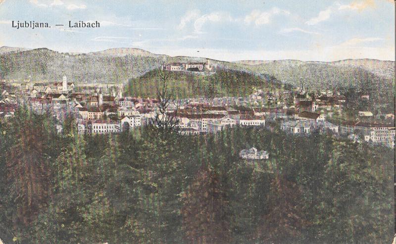 Slovenia Ljubljana Laibach panorama postcard military post censored 1915