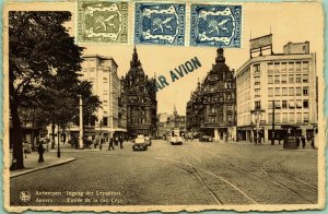 Entrance of Leystraat from Rue Leys Antwerp Belgium Postcard