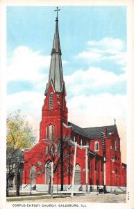 Galesburg Illinois Corpus Christi Church Exterior Antique Postcard J79163