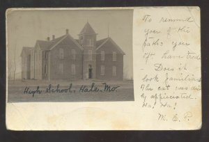 RPPC HALE MISSOURI HIGH SCHOOL BUILDING MO. VINTAGE REAL PHOTO POSTCARD