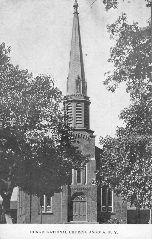 Angola New York birds eye view Congregational Church antique pc Y11105