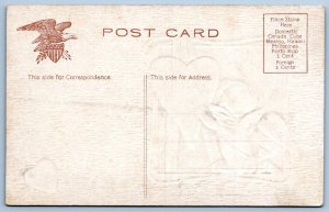 1910's VALENTINE CHERUB CUPID AS ARTIST HEART PALETTE EASEL EMBOSSED POSTCARD