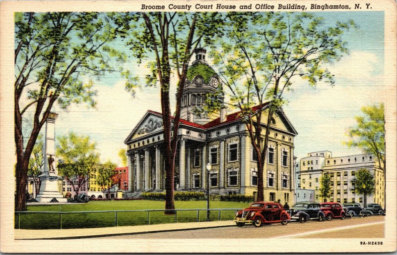 Vtg 1940s Broome County Court House Binghamton New York NY Linen Postcard