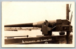 RPPC WW1  US Navy USS Cleveland  6 LB. Gun  Postcard