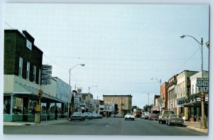 Mauston Wisconsin Postcard Business District Classic Cars Buildings 1960 Antique