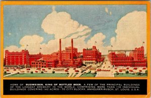 Home of Budweiser King Of Bottled Beer St. Louis Missouri Postcard JF2