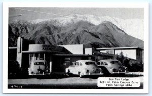 PALM SPRINGS, CA ~Roadside  SUN TAN LODGE c1940s Cars Riverside County Postcard