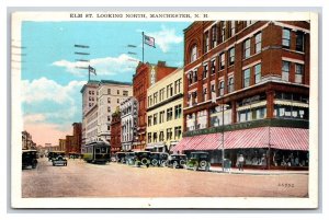 Elm Street View Looking North Manchester New Hampshire NH WB Postcard H20