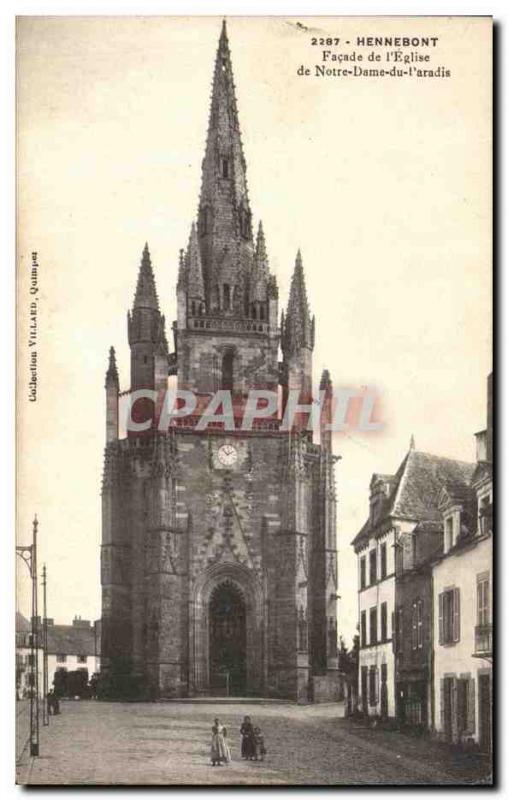 Old Postcard Hennebont Facade of The Church of Our Lady of The Aradis