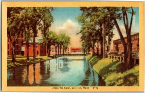 View Along the Canal, Lewiston Maine Vintage Postcard A06