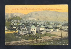 WOODLAWN WHEELING WEST VIRGINIA BIRDSEYE VIEW RESIDENCE VINTAGE POSTCARD