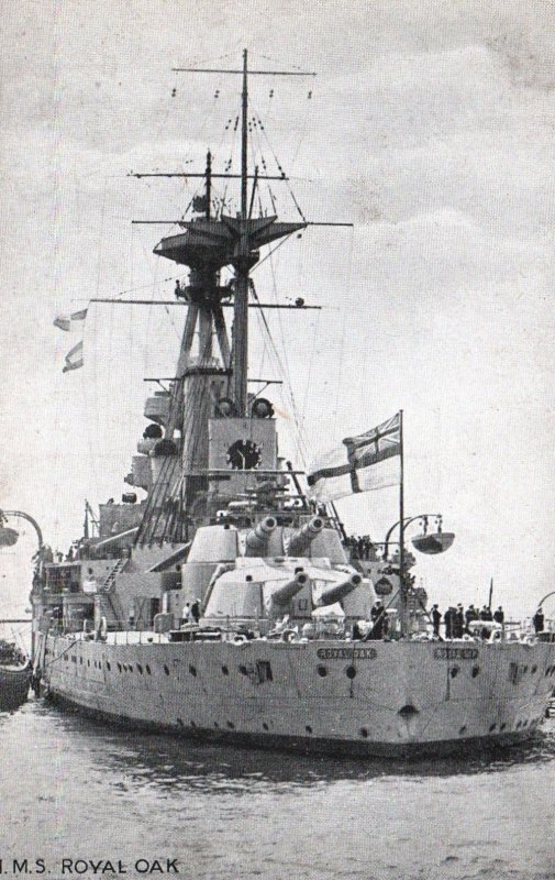 Royal Navy Battleship HMS Royal Oak Rare Postcard  c1910s