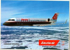 Lauda Air Canadair Regional Jet Aircraft Continental Chrome Postcard