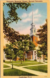 University Memorial Chapel Harvard University Cambridge Mass Linen Postcard 