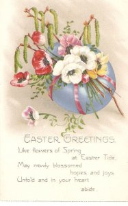 Flowers. Easter Egg  Old vintage American Easter Greetings postcard