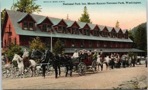 National Park Inn Mount Rainier National Park WA Horses Unused Postcard F62