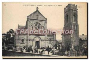 Postcard Old Luc sur Mer Calvados Church and Tower