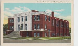1956 ATLANTIC Iowa Ia Postcard AMERICAN LEGION MEMORIAL BUILDING