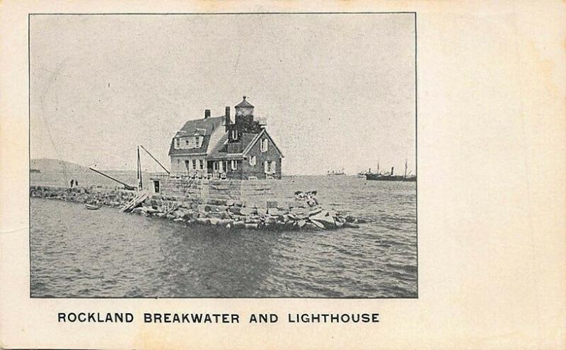 Souvenir of Rockland ME Breakwater & Lighthouse Dual Views Postcard