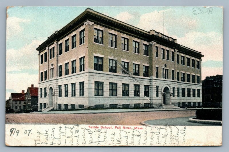 FALL RIVER MA TEXTILE SCHOOL ANTIQUE POSTCARD 