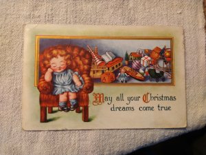 1907-15 Christmas Dreams Little Girl Toys Holiday Postcard