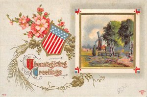 Thanksgiving greetings Flag Writing on Back 