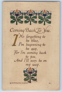 1912 Arts Crafts Coming Back To You Poem Volland Seattle Washington WA Postcard