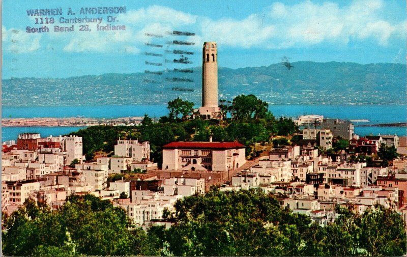 Coit Tower Telegraph Hill San Francisco California CA Postcard PM Oakland CA WOB 