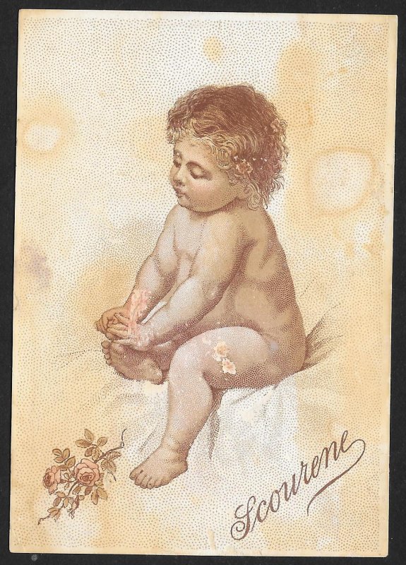 VICTORIAN TRADE CARD Scourene Soap Naked Sitting Baby