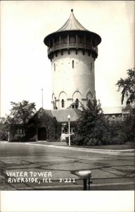 Riverside Illinois IL Water Tower Old Real Photo Postcard 