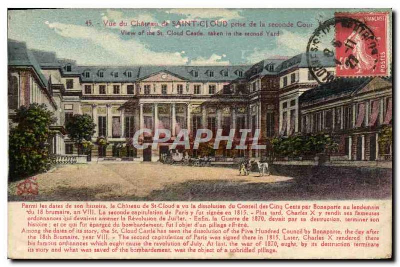 Postcard Old Saint Cloud View From Chateau of Saint Cloud decision of the Sec...