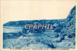 Old Post Card La Bernerie (L inf) Beach and Rock King Boutlinardere the Cliffs