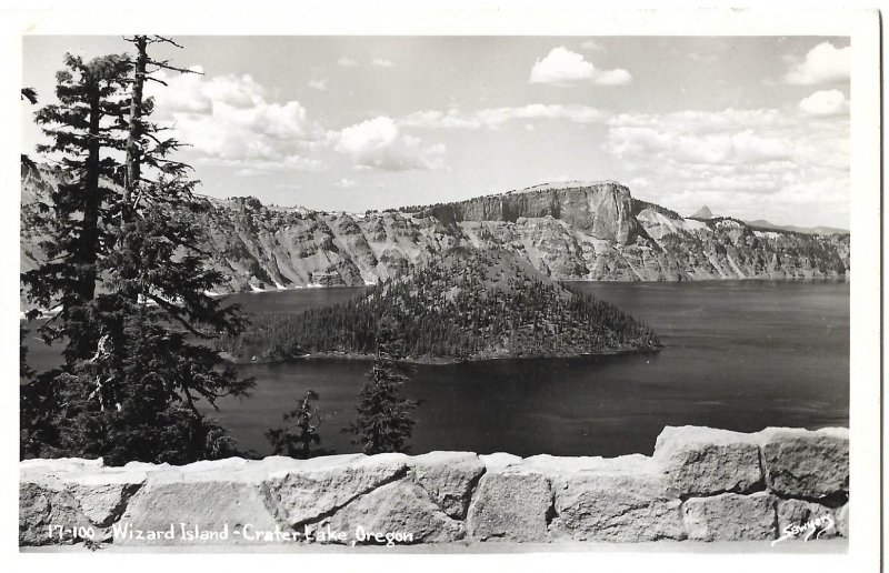 Crater Lake, OR - Wizard Island - RPPC