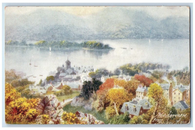 c1910 Windermere from Biskey England Antique How Oilette Tuck Art Postcard