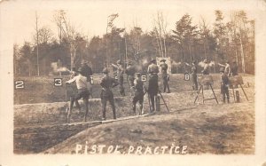 Military Scene Pistol Practice Gun Range Real Photo Vintage Postcard AA66096