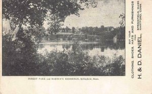 FOREST PARK & BARNEY'S RESIDENCE SPRINGFIELD MASSACHUSETTS SHOES AD POSTCARD