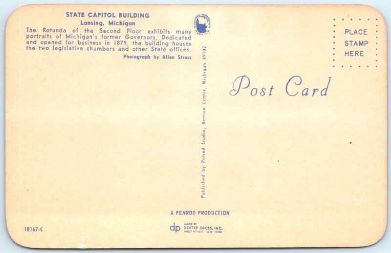 c1960s Lansing, MI State Capitol Building Rotunda Interior Wood Chrome PC A311