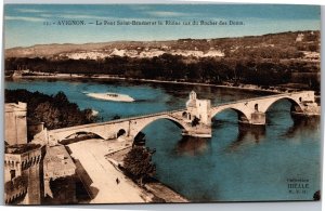 Postcard France Avignon  Saint-Benezet Bridge and the Rhone