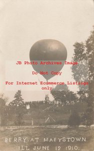 Early Aviation, RPPC, Berry with Hot Air Balloon, Maeystown Illinois June 1910