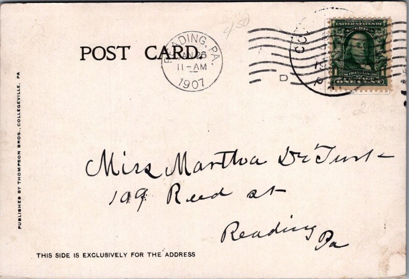 Postcard Mill Dam Collegeville PA 1907