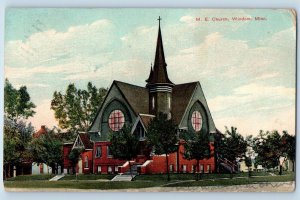 1909 Methodical Episcopal Church Cross Tower Windom Minnesota Antique Postcard