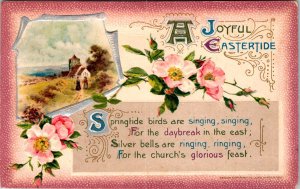Vintage John Winsch Rose Daisies,House, Landscape,Spring,Antique Easter Postcard