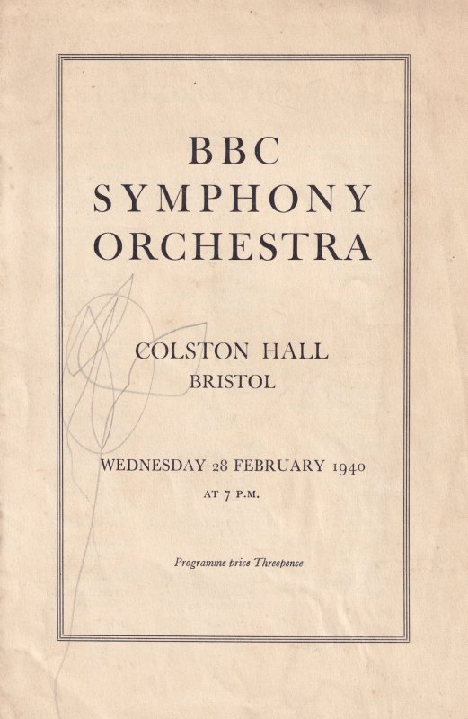 BBC Symphony Orchestra At Bristol Classical WW2 Theatre Programme